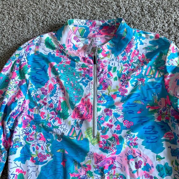 Lulu B Womens Sz XS Quarter-Zip Pullover Multicolor Print Long Sleeve Top - Picture 9 of 9